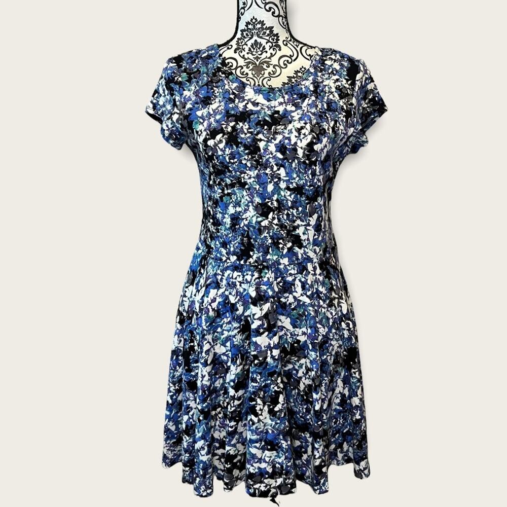 Parker Floral Exposed Zipper Mini Fit and Flare Dress size L